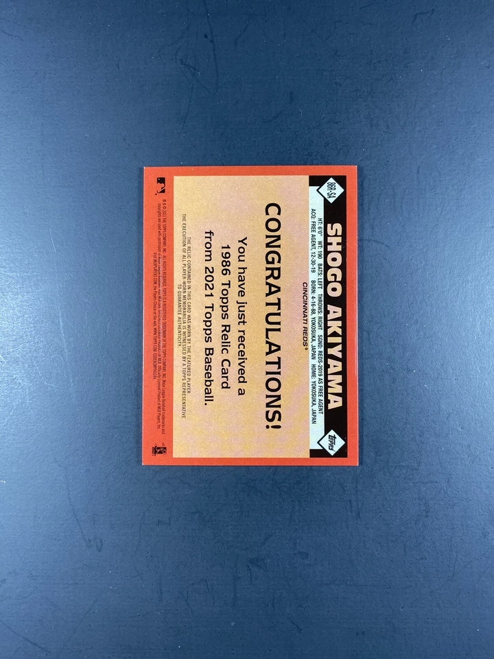 2021 Topps Series 1 #86R-SA Shogo Akiyama 1986 Topps Jersey Relic Reds - Image 2 of 2