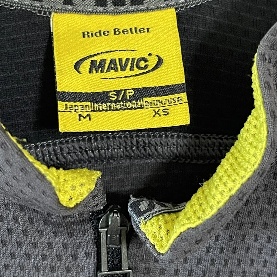 Mavic Mens Size ExtraSmall Cycling Jersey Grey and Yellow Loose Fit Short Sleeve - Image 3 of 4