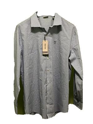 Kenneth Cole Mens Dress Shirt Size 17 32/33 Slim Fit Stretch Collar