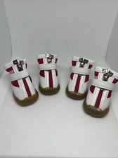 AOFITEE Small Dog Shoes Boots Waterproof Mesh Breathable Red White Size S