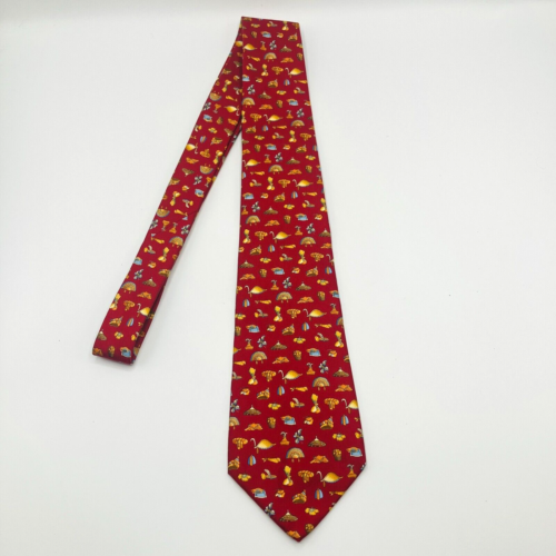 Salvatore Ferragamo Red Headwear/Flower Silk Tie Made In Italy - Picture 2 of 11