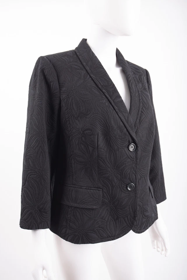 Traje Abrigo Chaqueta Blazer Talbots Mujer Talla 12 Negro Floral Texturizado Flores Nuevo con Etiquetas Foto 2 de 4