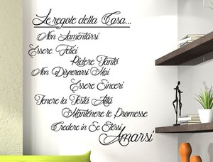 Wall Stickers Frasi Le Regole Della Casa Adesivi Murali Frasi Da Muro Per Parete Ebay