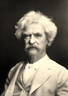 Mark Twain A.F. Bradley Author Portrait Photo Poster Art Print Sepia