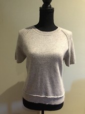 100 Ladies Cashmere Short Sleeve Pull over sweater color gray