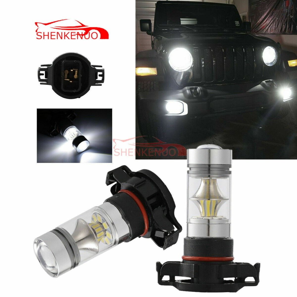 ペポライト Canbus PSX24W 2504 LED Bulb DRL Daytime Running Light For Jeep