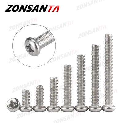 M1.6 M2 M2.5 M3 M4 M5 M6 DIN7985 GB818 304 Stainless Steel Cross Recessed Pan He