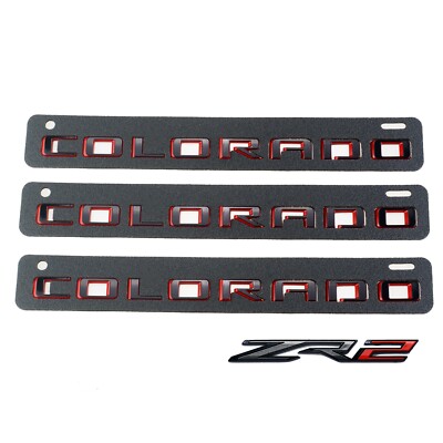 4x 2021 + Door Tailgate Colorado ZR2 Emblems Badge 3D Logo Black Red