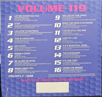 SF119            SUNFLY KARAOKE CDG VERY RARE, NOT SOLD IN THE USA  LOT UK