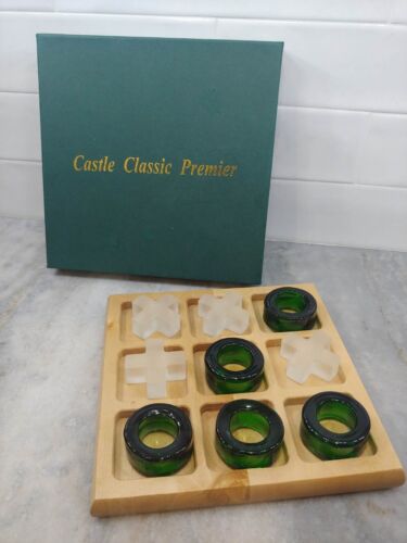 Castle Classic Premier Tic Tac Toe Wood & Glass w box V-2000s no chips etc. - Picture 1 of 10
