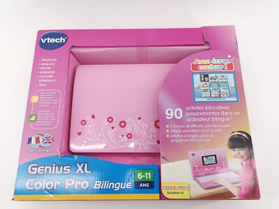 Vtech - Genius XL Color Pro Kinderlaptop zweisprachig französisch englisch rosa
