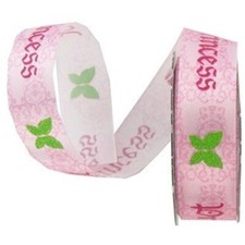 Satin Glitter Princess Pink Printed Ribbon - 2yards