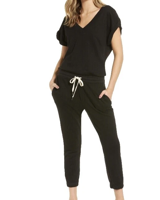 Black Solid Jumpsuits & Rompers for Women