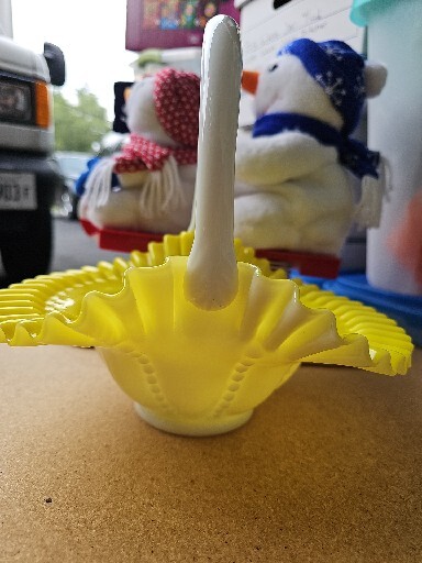 インテリア小物 Fenton イエロー バスケット ミルクガラス