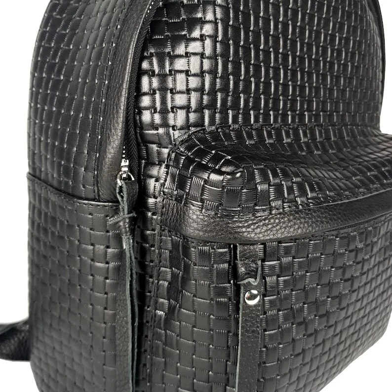 COACH Zaino donna fatto a mano VERA PELLE nero tessuto goffrato laidies bag