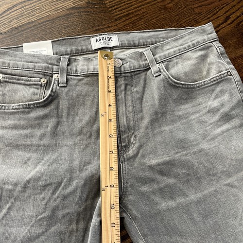 Men's NWT Agolde Skinny Relaxed Fit Bedford Jeans Size 34 Gray Destroyed - Picture 8 of 13