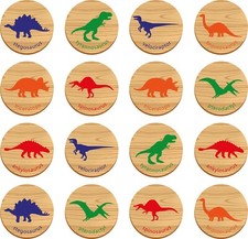 16Pcs Dinosaurs Memory Game Wooden Disc Matching Natural Toys Christmas Gift