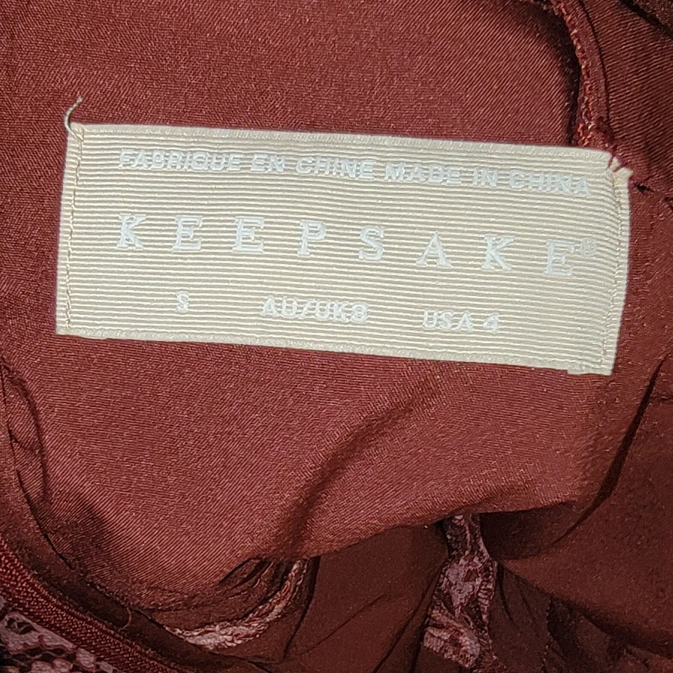 Anthropologie Keepsake Sz 4 Womens Burgundy Embroidered Lace Grunge Midi Dress - Image 4 of 4