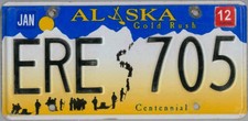 Alaska Nummernschild USA Kennzeichen Goldrausch Schild US License Plate ERE 705