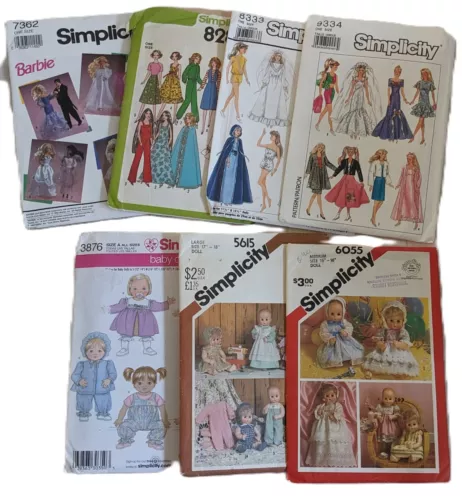 You Choose! Simplicity Patterns Barbie & Baby Doll Clothes Uncut or Cut/Complete