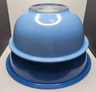 Set of 2 PYREX Moody Blues Mixing Bowl 323 325 Blue Clear Bottom - Vintage