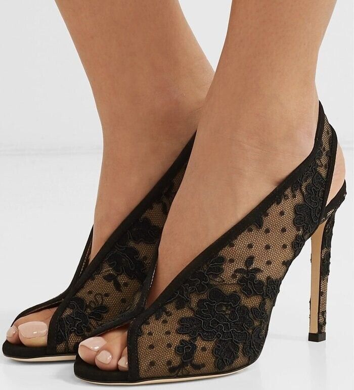 NEW JIMMY CHOO Shar 85 Lace Slingback Pumps, EUR 37.5, MSRP NEW JIMMY CHOO Shar 85 Lace Slingback Pumps, EUR 37.5, MSRP