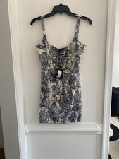 PrettyLittleThing Nude Porcelain Print Corset Detail Sleeveless Bodycon Dress