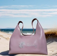 Elegant Embroidery Shoulder Purse Tote PU Leather Material Rose White Cream