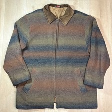 Vintage Topio Ombre Stripe Wool Blanket Jacket XL USA Made Southwestern Aztec