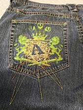 Akademiks Vintage Y2K Wide-Leg Jean Shorts Mens 42
