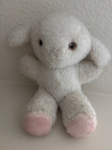 Eden 1983  Baby Lamb Rattle Plush Toy White Stuffed Animal Vintage 7"  No tags