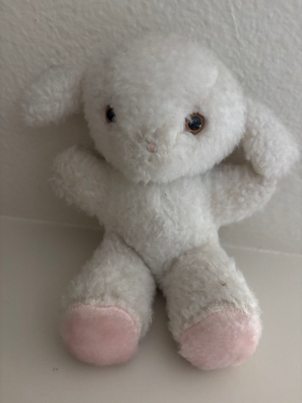 Eden 1983  Baby Lamb Rattle Plush Toy White Stuffed Animal Vintage 7"  No tags