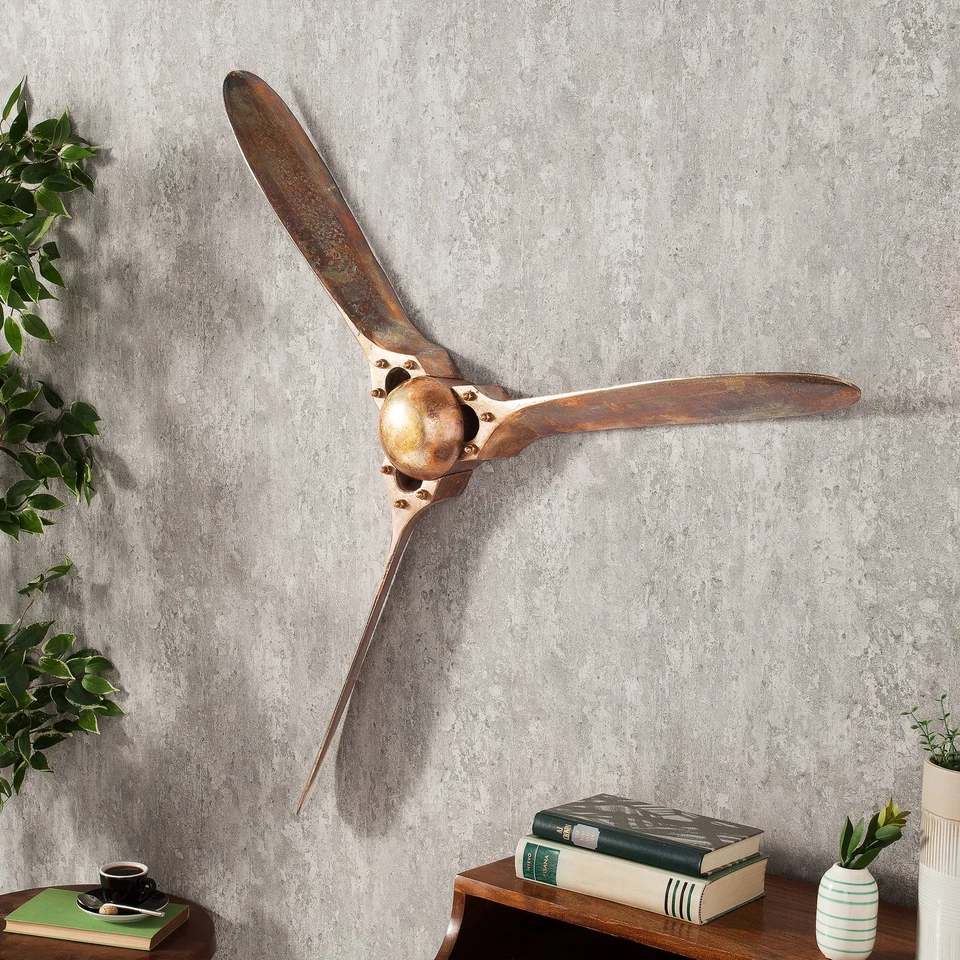 Wanddekoration SCREW III 97cm Kupfer geflammt Flugzeug Propeller Wandpropeller