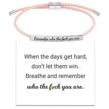 Engraved Inspirational Bracelets Adjustable Braided Rope Bracelet with Gift Card