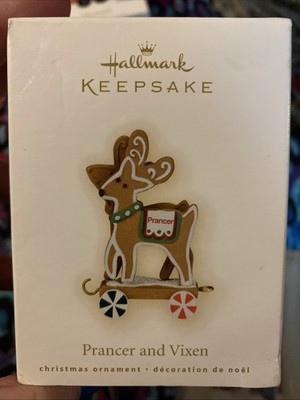 Hallmark Ornament 2009 Prancer And Vixen Reindeer Santa Set Gingerbread QRP4705