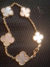 Van Cleef & Arpels Vintage Alhambra 5 Motifs Mother Of Pearl Bracelet 18K Gold