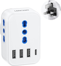 Adattatore Presa Inglese Da Viaggio, Spina Tipo G Con 3 Prese Italiane E 4 Porte