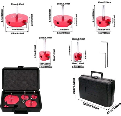 PVC ABS Pipe Reamer Kit 5Pcs - 1'', 1-1/2'', 2'', 3'', and 4'' Set for 1/2'' Drills