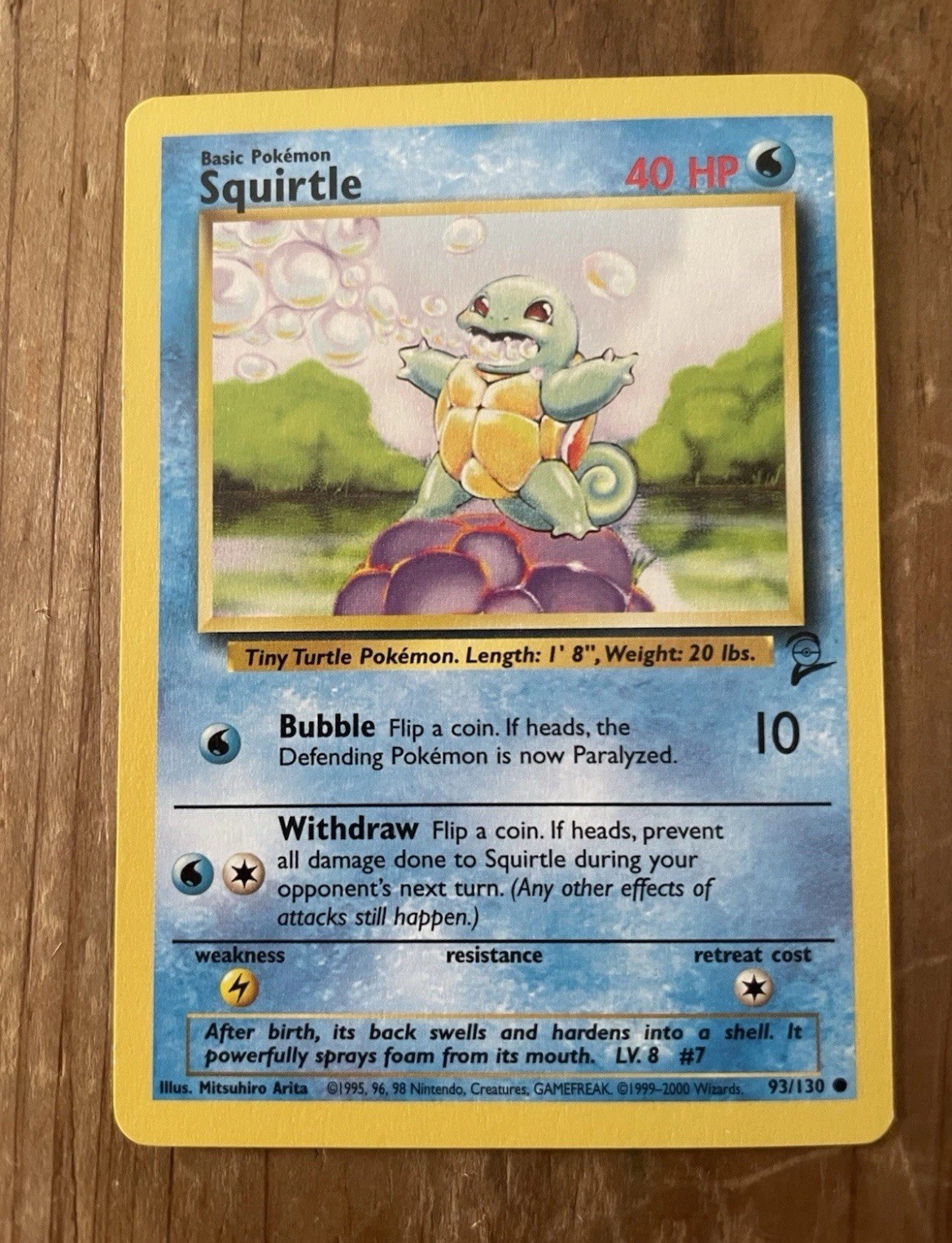 Pokemon TCG Squirtle 93/130 Base Set 2 NM Condition Vintage