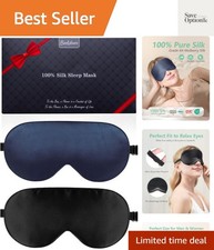 100 Real Mulberry Silk 2 Pack Sleep Mask, Pure Silk Eye Masks with Adjustabl...