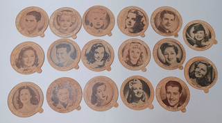 Lot of 17 Vintage Movie star Dixie Ice Cream Tops Ball Lamour Grable JB8A