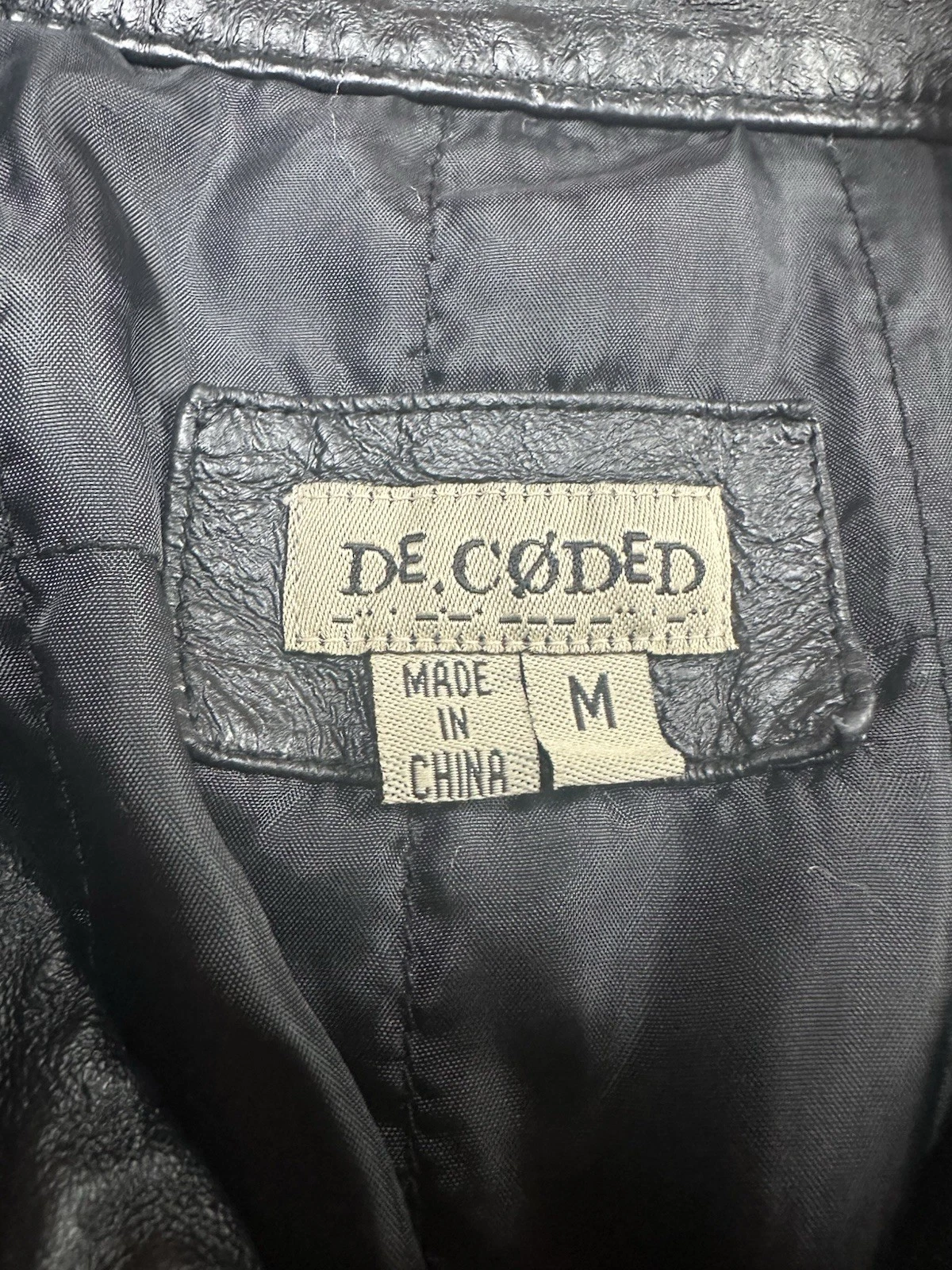Vintage De-coded Black With Stipe Leather Jacket Mens Size M image 4