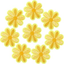 8 Pcs Flower Iron on Patches, Cute Daisy Flower Applique Patch, Sew On