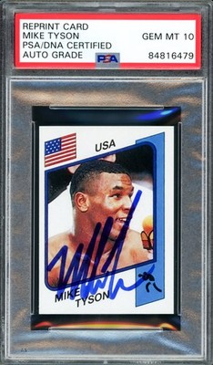 Mike Tyson Auto 1986 Panini Supersport Rookie Reprint RC 153 Auto 10 PSA/DNA