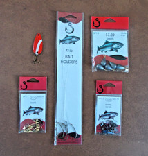 5 artículos de pesca surtidos señuelos, ganchos, hundidores, broches de presión, pivotes de barril nuevos (lote B)