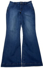 Duluth Jeans Womens 10x31 Blue High Rise Flared Leg Trouser Stretch Dark Wash