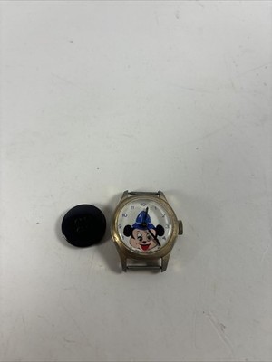 70s Child Mickey Mouse Rega Watch Disney Figure w/ Eye Moving As-Is Not Work!