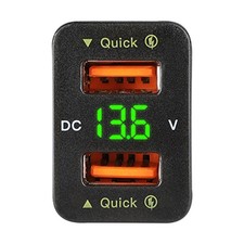36W 2*USB Port QC3.0 Car Socket Fast Charger With Voltage Display For Toyota ee
