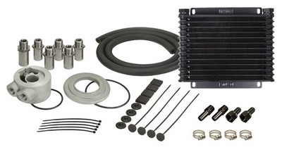 Derale 15405 13 Row Plate Fin Engine Oil Cooler Kit w/ Sandwich Adapter