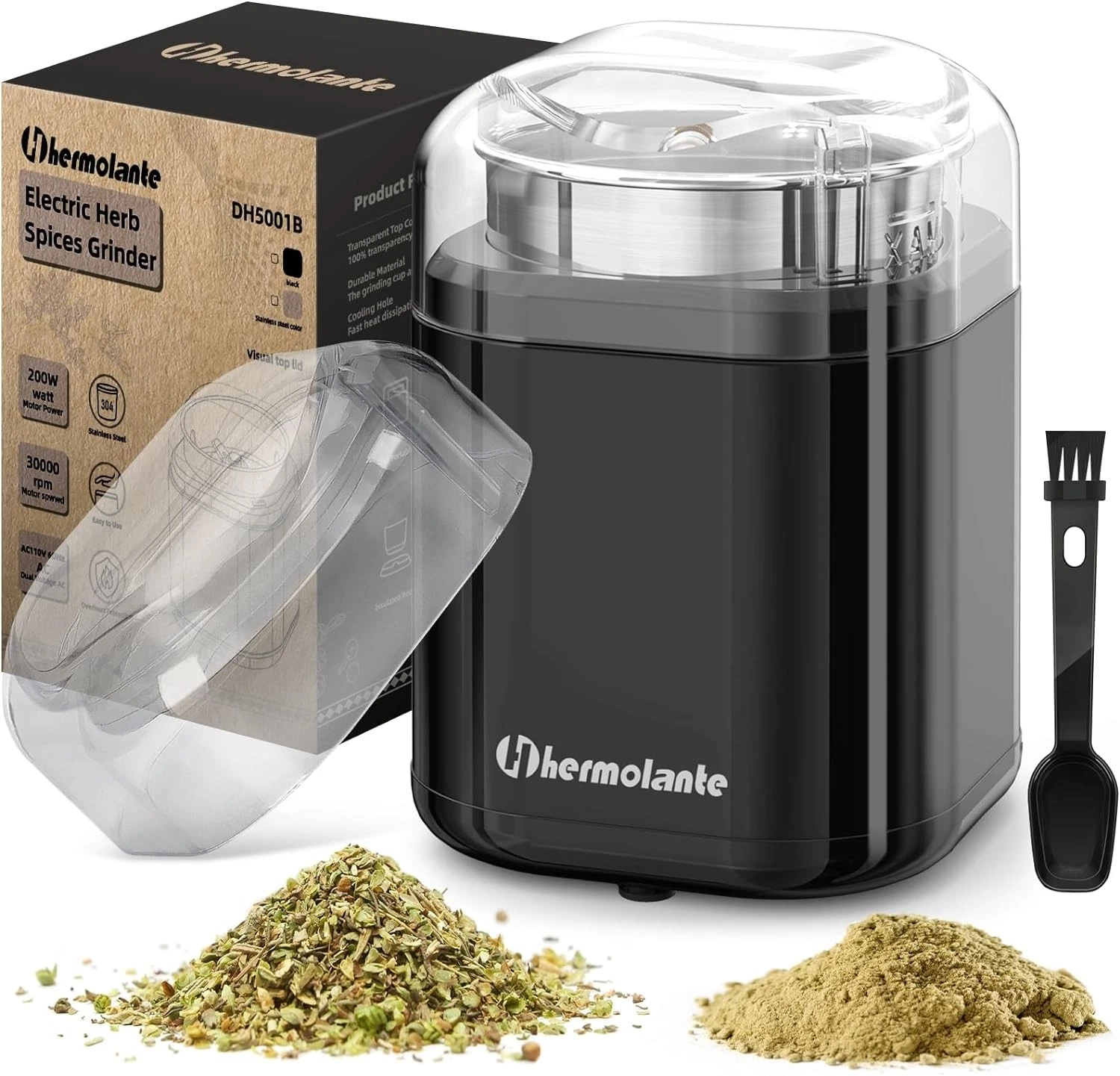 Herb Grinder Spice Grinder, 200 w with Stainless Steel Black